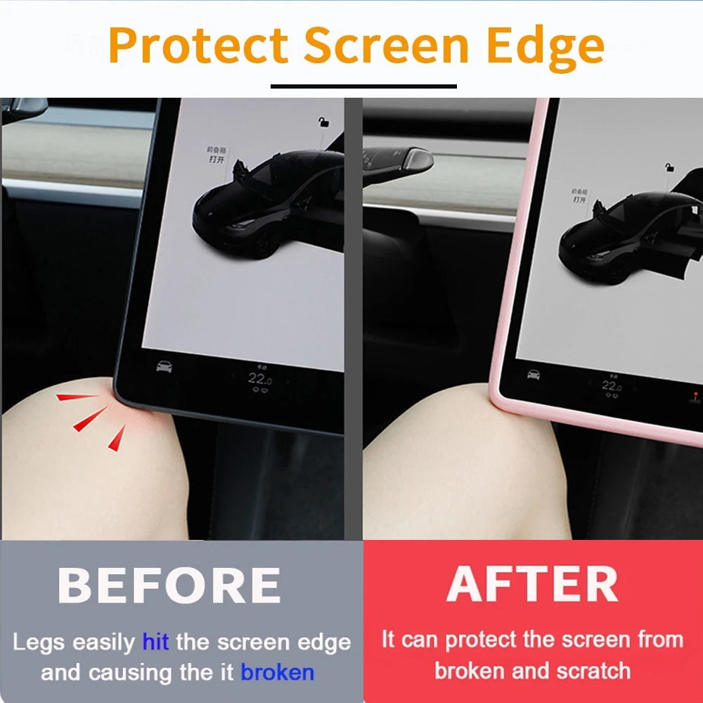 Silicone Screen Protective Frame For Tesla Model 3 Y Edge Cover Central Control Navigation Screen Protector Trim Car Accessories