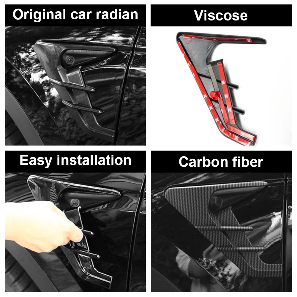 Car Side Camera Flanks Covers Spoiler Decorative Protector Guards Dustproof Carbon Fiber DIY Kit Accessories For Tesla Model 3 Y