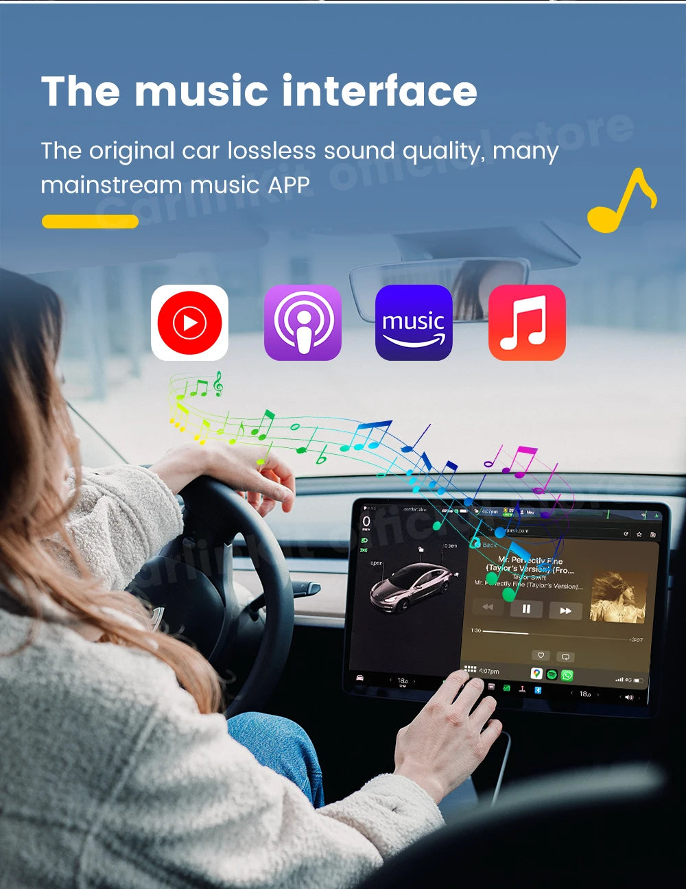 CarlinKit Wireless Android Auto & CarPlay USB Adapter For Tesla Car Model 3 Model Y Model X/S Online Upgrade Waze Spotify Ai Box
