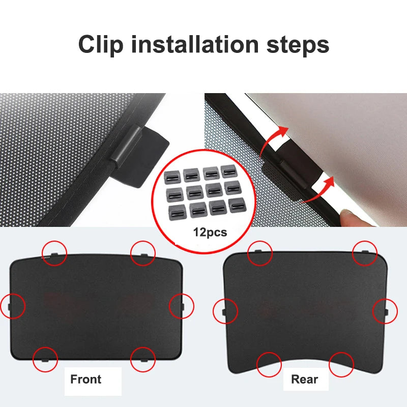 for Tesla Model Y S X 3  skylight Split shade windows sunshades sun block clips Accessories