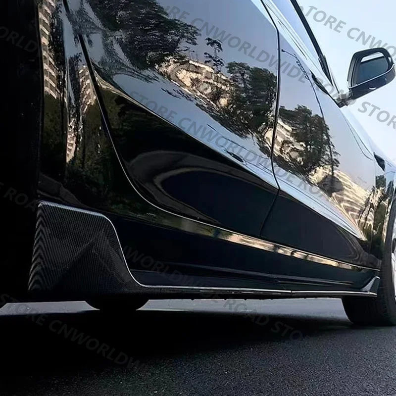 For Tesla Model 3 Y Highland 2017-2024 Side Skirts Body Kits Carbon Fiber Pattern Black ABS Fast Tunning For Tesla Accessories