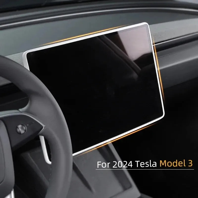 For Model 3 Y Highland 2024 Tesla Accessories Screen Protector Silicone Frame Display Edge Body Cover Central Control 2023 2022