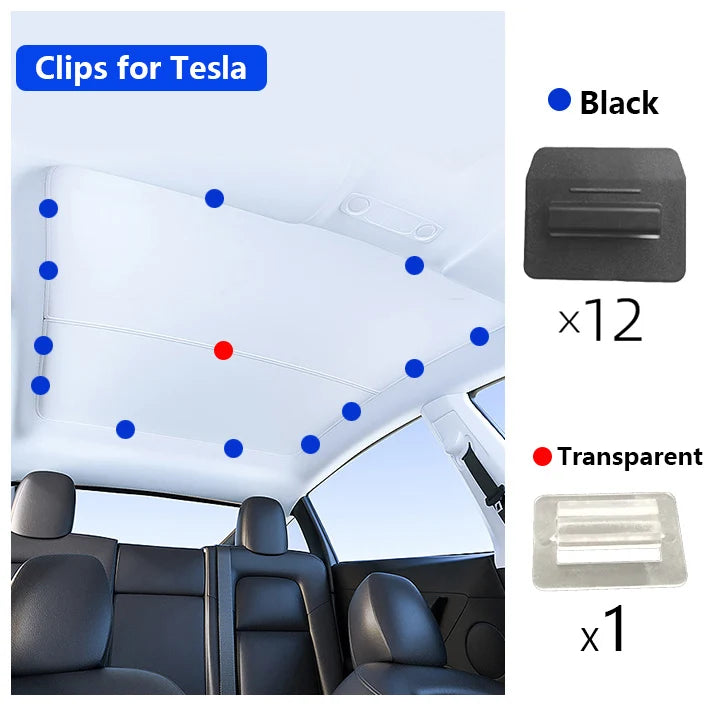 For Tesla Model Y S X 3 Roof Sunshade Clips Skylight Split Shade Windows Sunshades Sun Block Clip Interior Accessories 2025 2024
