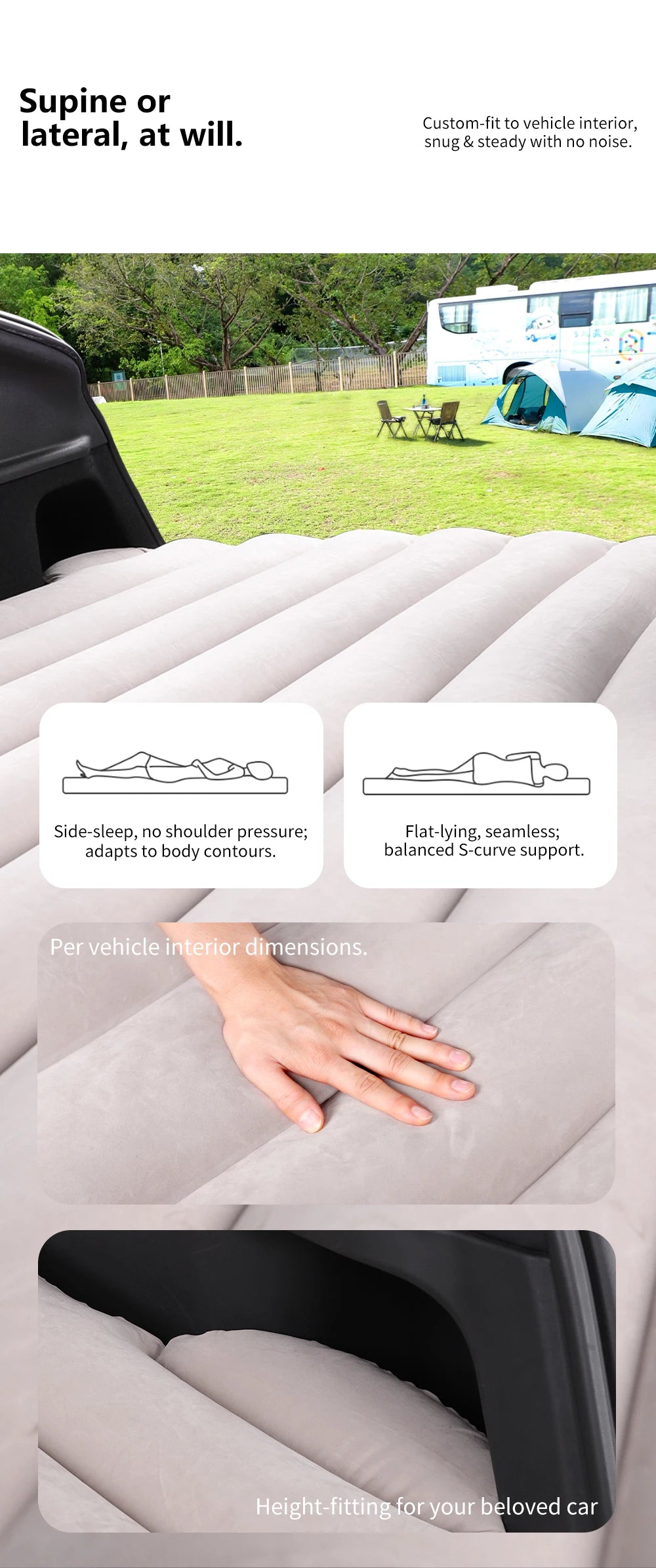 YZ For Tesla Model Y Juniper 2021-2025 Mattress  Automobile Self-Inflating Mattress Travel Mattress Inflatable Camping Mattress