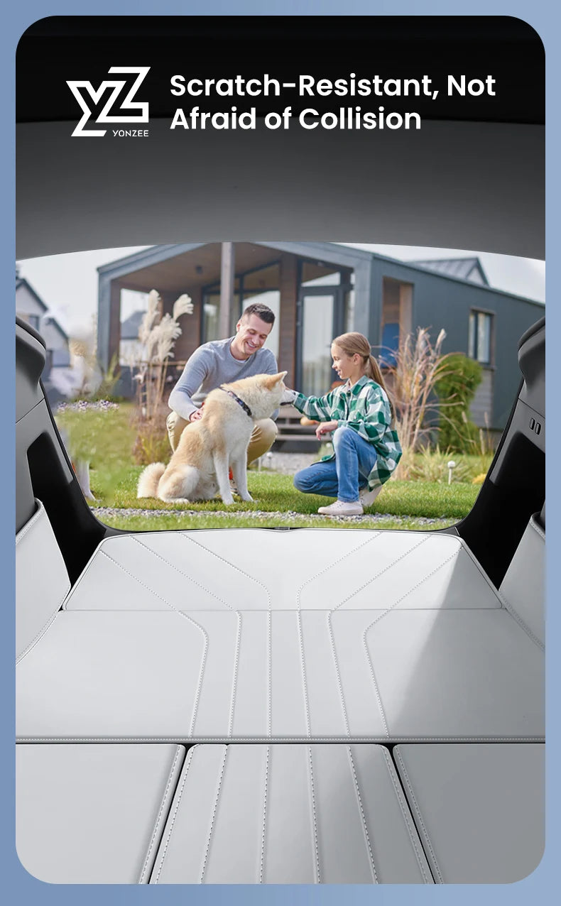 YZ For Tesla Model Y Juniper 2021-2025 Leather Trunk Mats Fully Surrounded Waterproof Non-Slip Liner Custom Floor mat