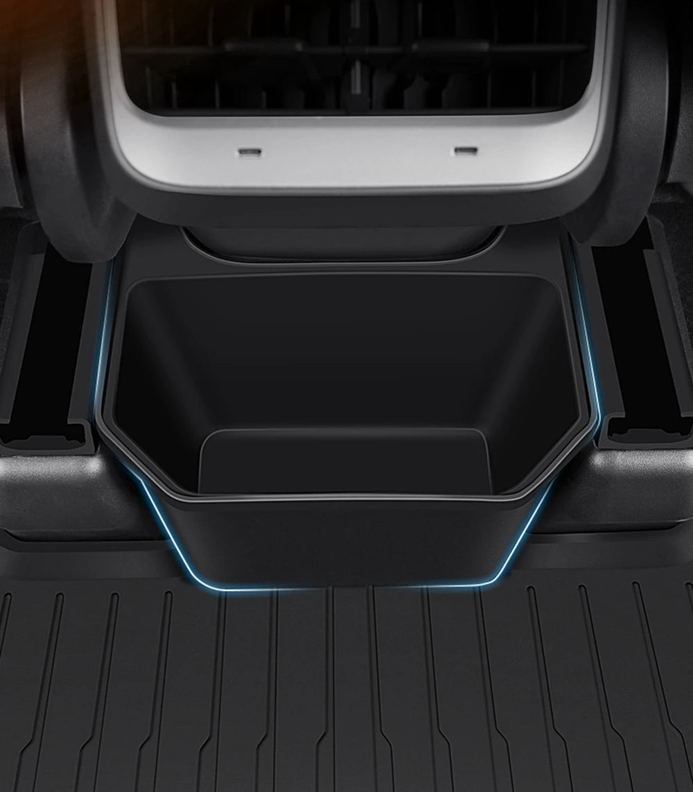Rear Seat Storage Box for Tesla Model Y Juniper 2025-2021 Organizer Center Console Bins Backseat Trash Can Garbage Accessories