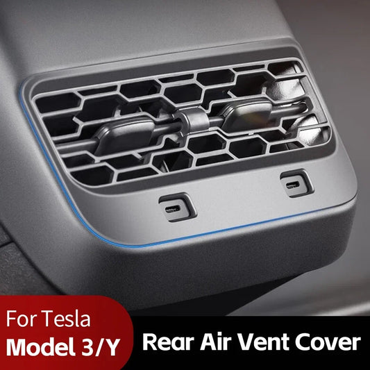 Rear Air Vent Cover For Tesla Model 3 Y Accessories Center Console Armrest Box Back Conditioner Outlet Filter Grille Protector
