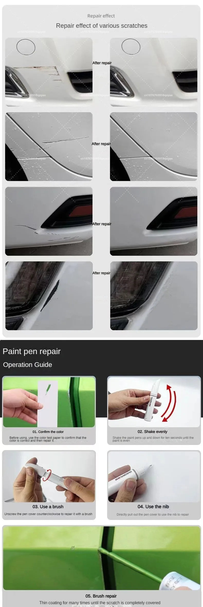 For Tesla Model 3 Y X S Car Paint repair pen Car touch up pen Black white Tesla wheel paint repair agent Paint repair set