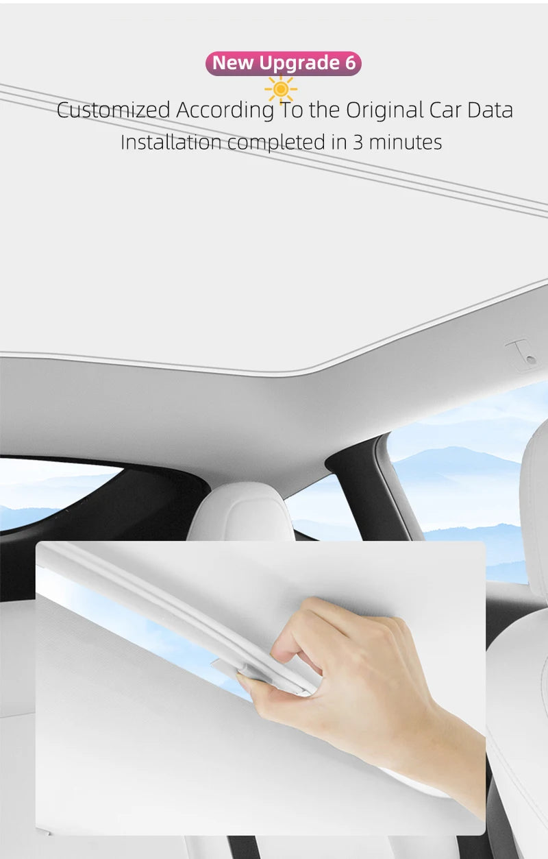 For Tesla Model 3 Y 2021-2024 highland Ice Cloth Buckle SunShades Glass Roof Sunshade Front Rear Sunroof Skylight