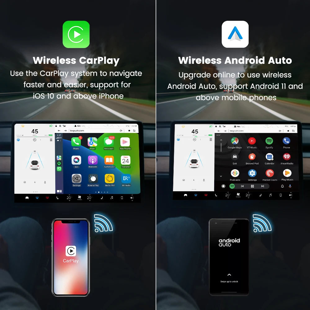 CarlinKit Wireless Android Auto & CarPlay USB Adapter For Tesla Car Model 3 Model Y Model X/S Online Upgrade Waze Spotify Ai Box