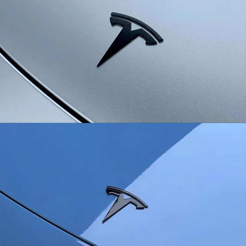 Tesla Car Front Emblem Rear Trunk Emblem Sticke for Model 3 Mode Y metal logo replacement rear and rear logos blackening