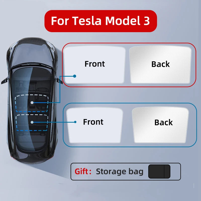 For Tesla Model 3 Y 2021-2024 highland Ice Cloth Buckle SunShades Glass Roof Sunshade Front Rear Sunroof Skylight