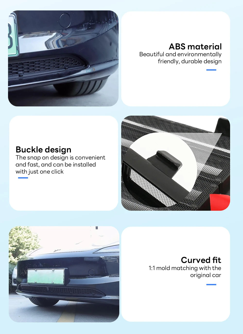 For Tesla Model 3 Highland 2024 Lower Bumper Anti Insect Net Anti Dust Proof Inner Vent Grille Cover Insect-proof Front Cover