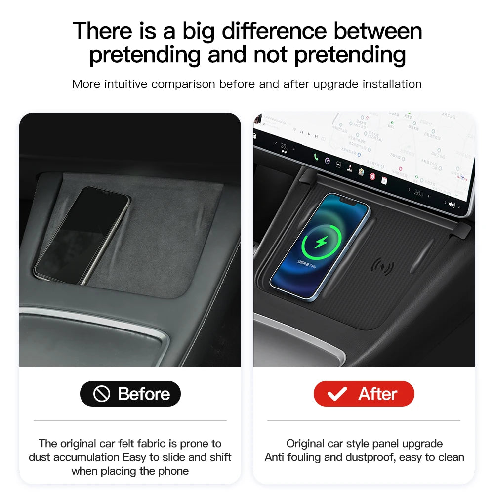 YZ For Tesla Model 3 Y Highland Juniper 2021-2025 Silicone Anti-skid Pad For Tesla Car Phone Wireless Charging Pad Accessories