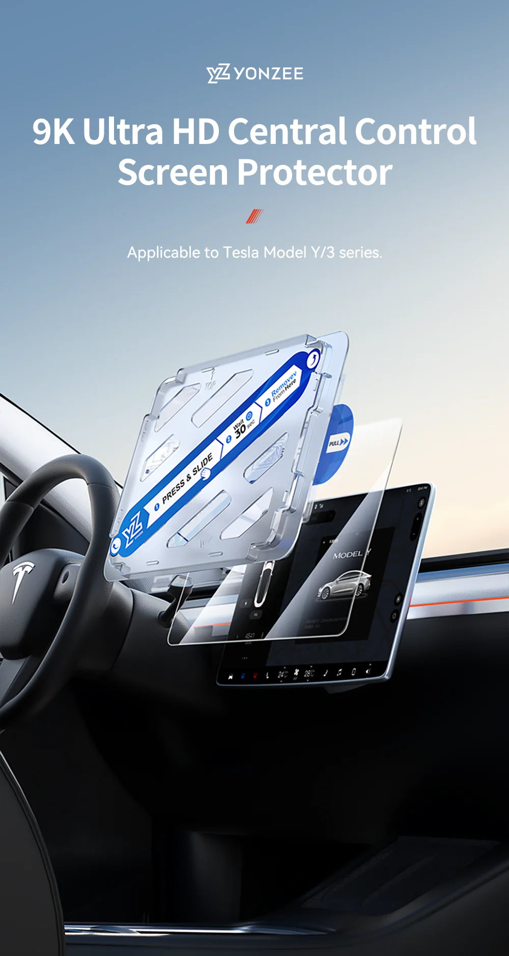 YZ Tempered Glass Screen Protector For Tesla Model 3 Y Center Console Anti Glare HD Film Protection Screen Protecto Accessories