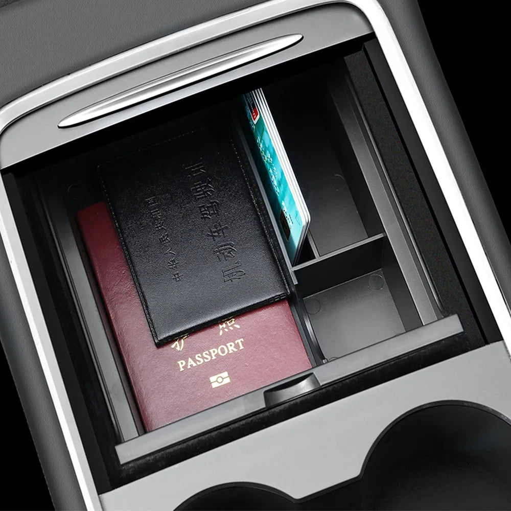 For Tesla Model 3 Highland 2025 Model Y 2021-2025 Center Armrest Hidden Storage Box Cup Holder Console Organizer Box Accessories