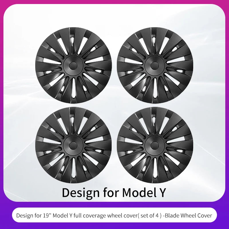 4PCS Design for TESLA Model Y 2020-2024 Vehicle Full Coverage Storm Wheel Cover Cap 19 Inches Wheel Hubcap Automobile Accessorie
