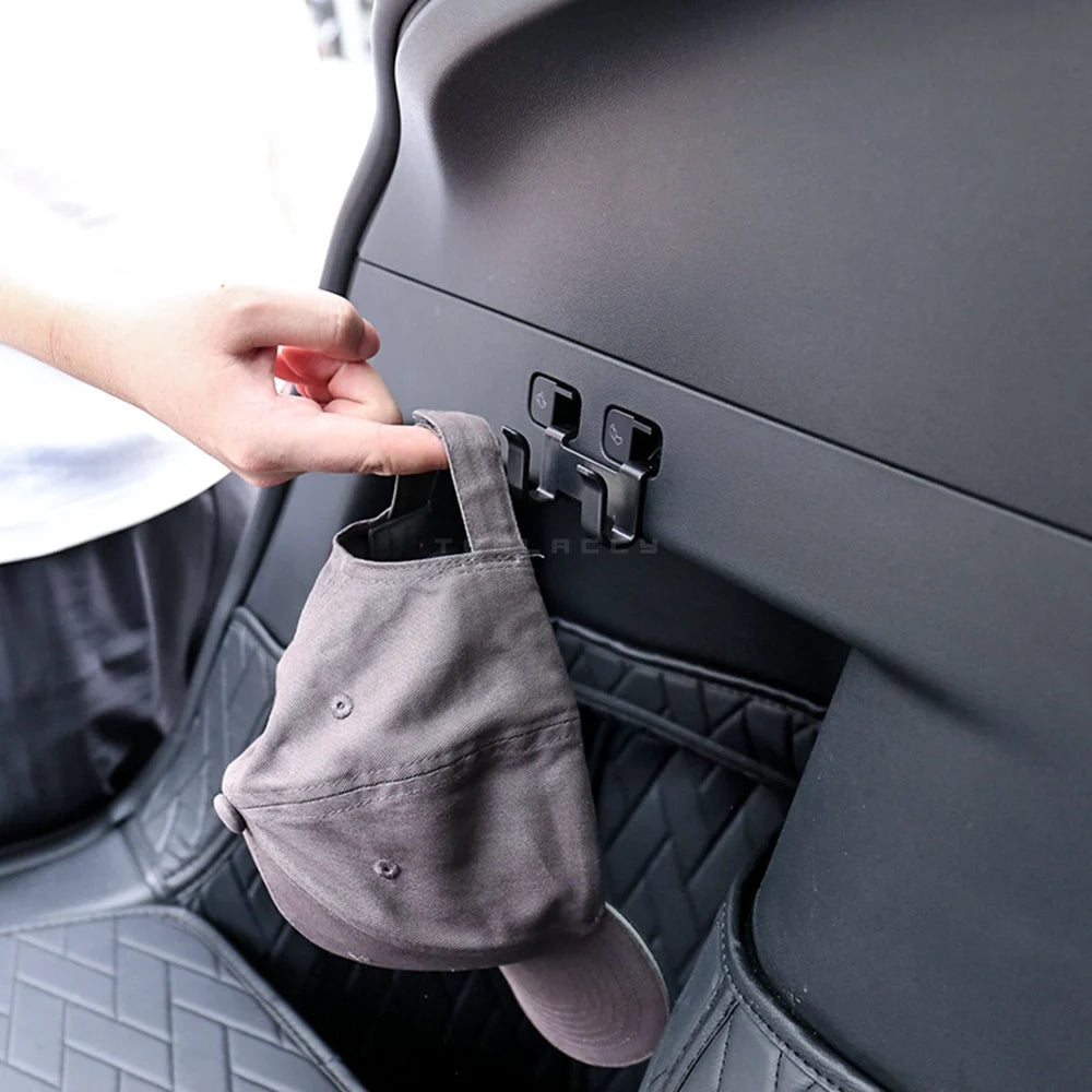 for Tesla Model Y 2020-2024 Rear Trunk Hook Seat Button Cargo Grocery Shopping Bag Holder Umbrella Hanger Storage Car Interior