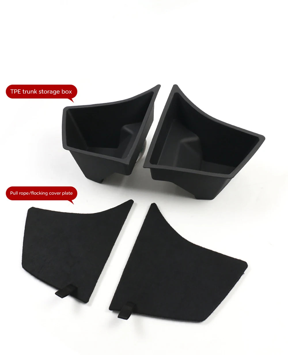 For 2024 Tesla Model 3 highland Rear Trunk Left Side Storage Box with Cover Tail Boot Organizer Partition Decoration Accessories