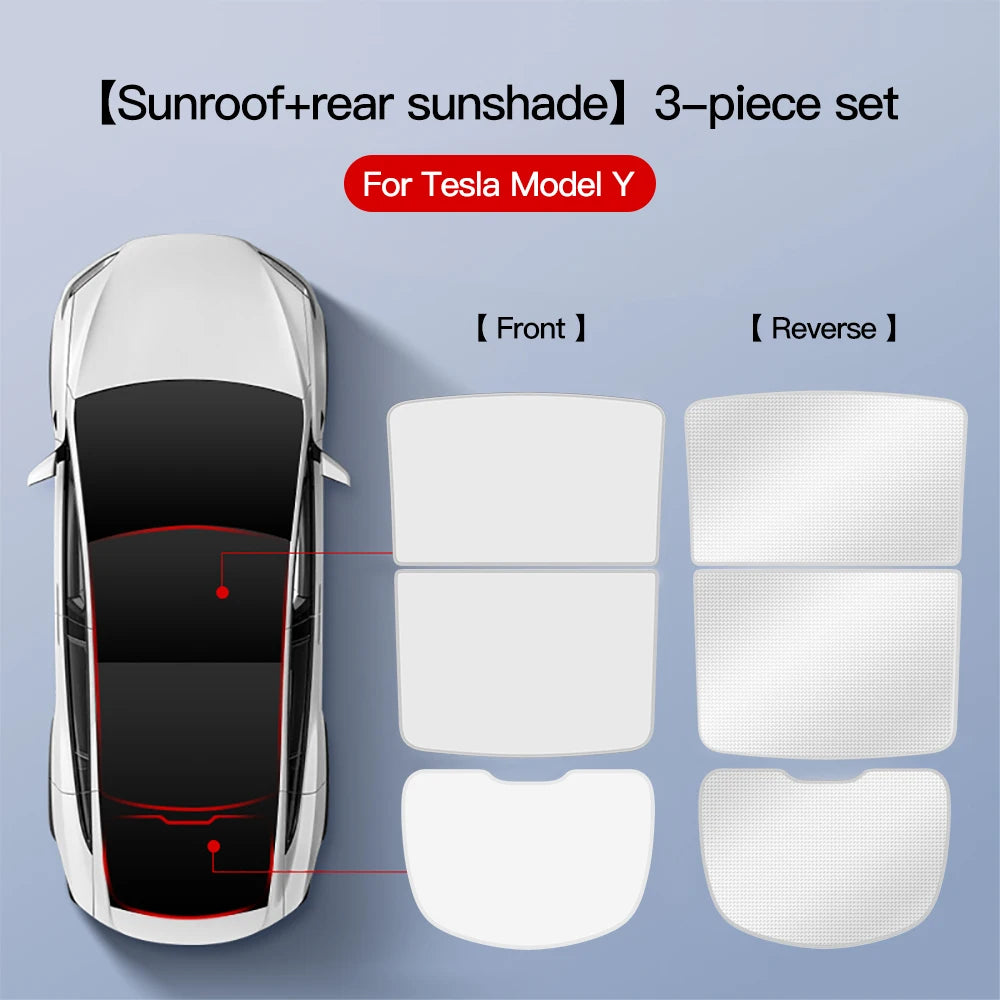 YZ For Tesla Model 3 Y Highland 2021-2024 sun visor for car Upgrade Ice Cloth Buckle Sun Shades Glass Roof Skylight Vehicle