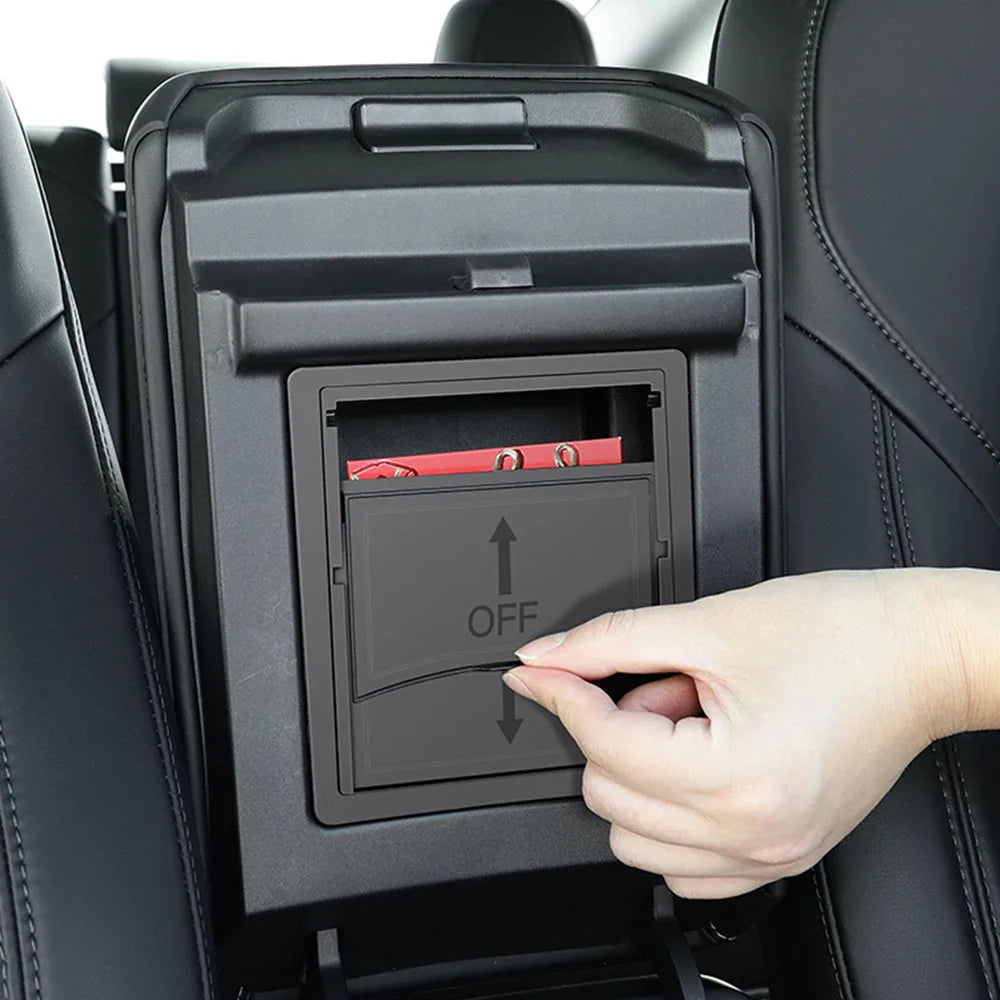 For Tesla Model 3 Highland 2025 Model Y 2021-2025 Center Armrest Hidden Storage Box Cup Holder Console Organizer Box Accessories