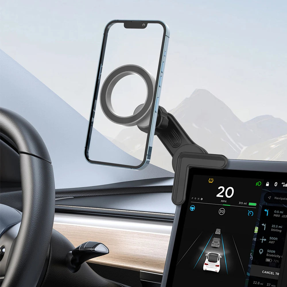 iBudim Magnetic Phone Holder for Tesla Car Display Screen Side 360 Degree Rotation Magnet Car Mount for iPhone 15 ProMax MagSafe