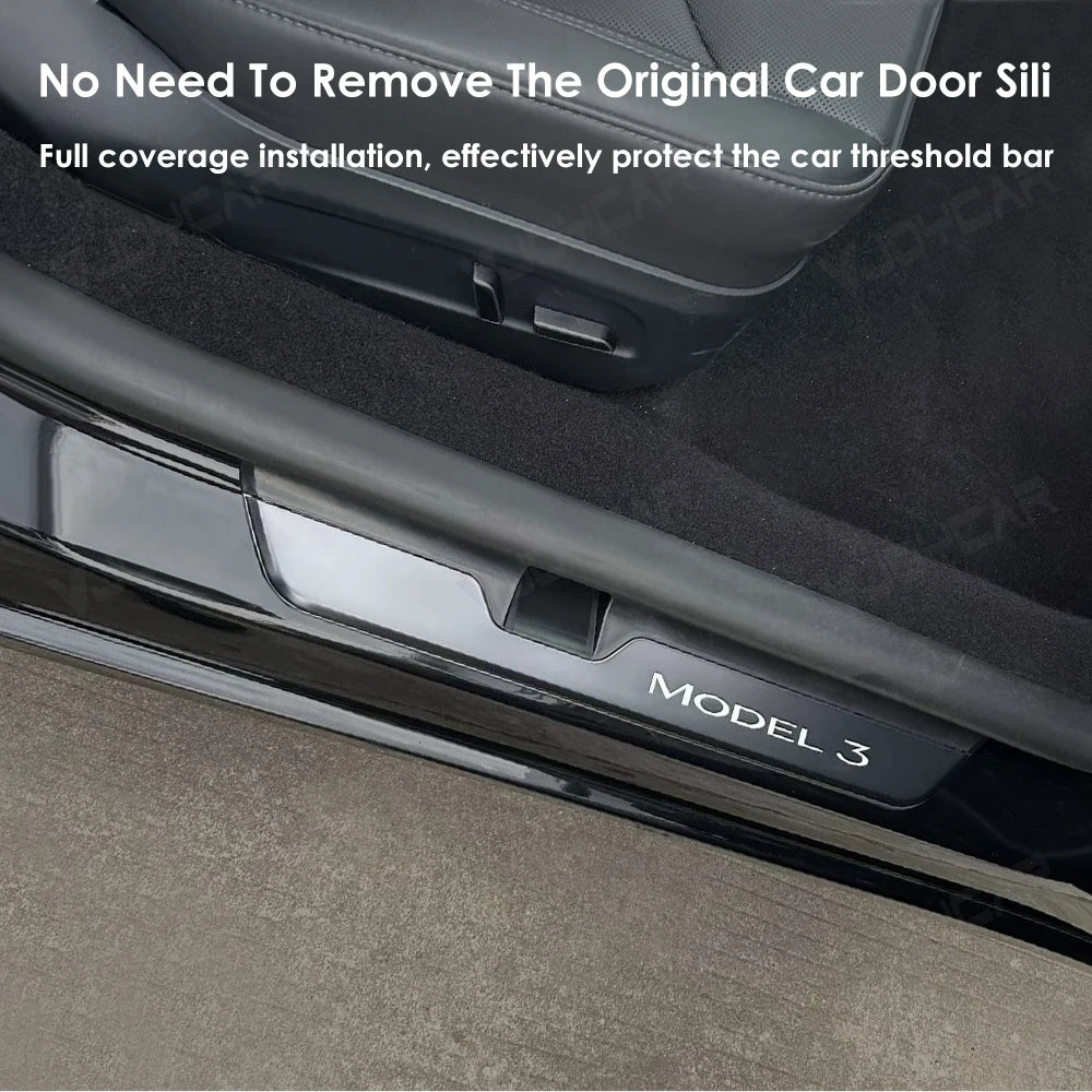 New Welcome Door Sill Protector for Model 3 Highland 4pcs Wireless LED Magnetic Illuminated Pedal Kits For Tesla Car Accessories