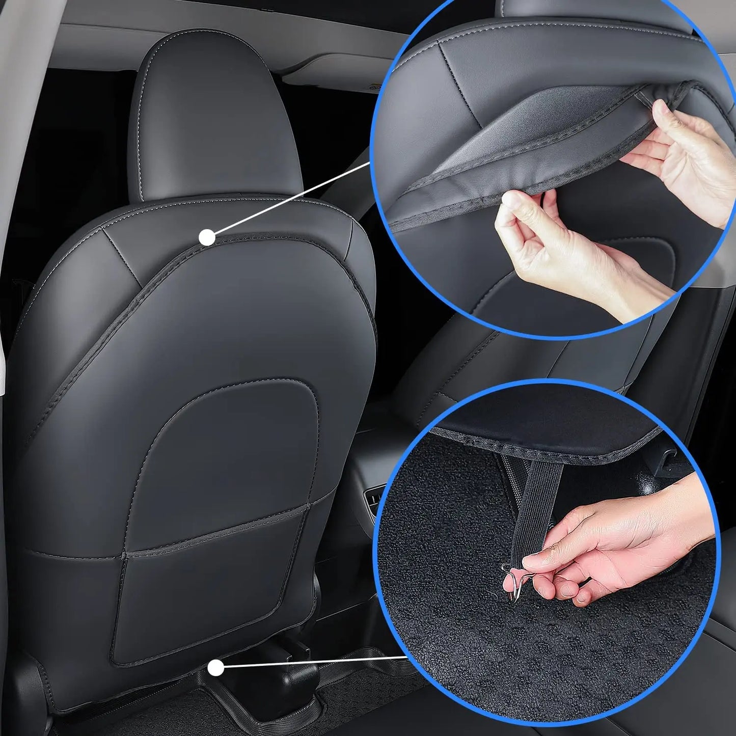 For Tesla Model Y Juniper Model 3 Highland 2017-2025 Back Seat Cover 2PCS Leather Protector Wear-Resistant Kick Seatback Mats