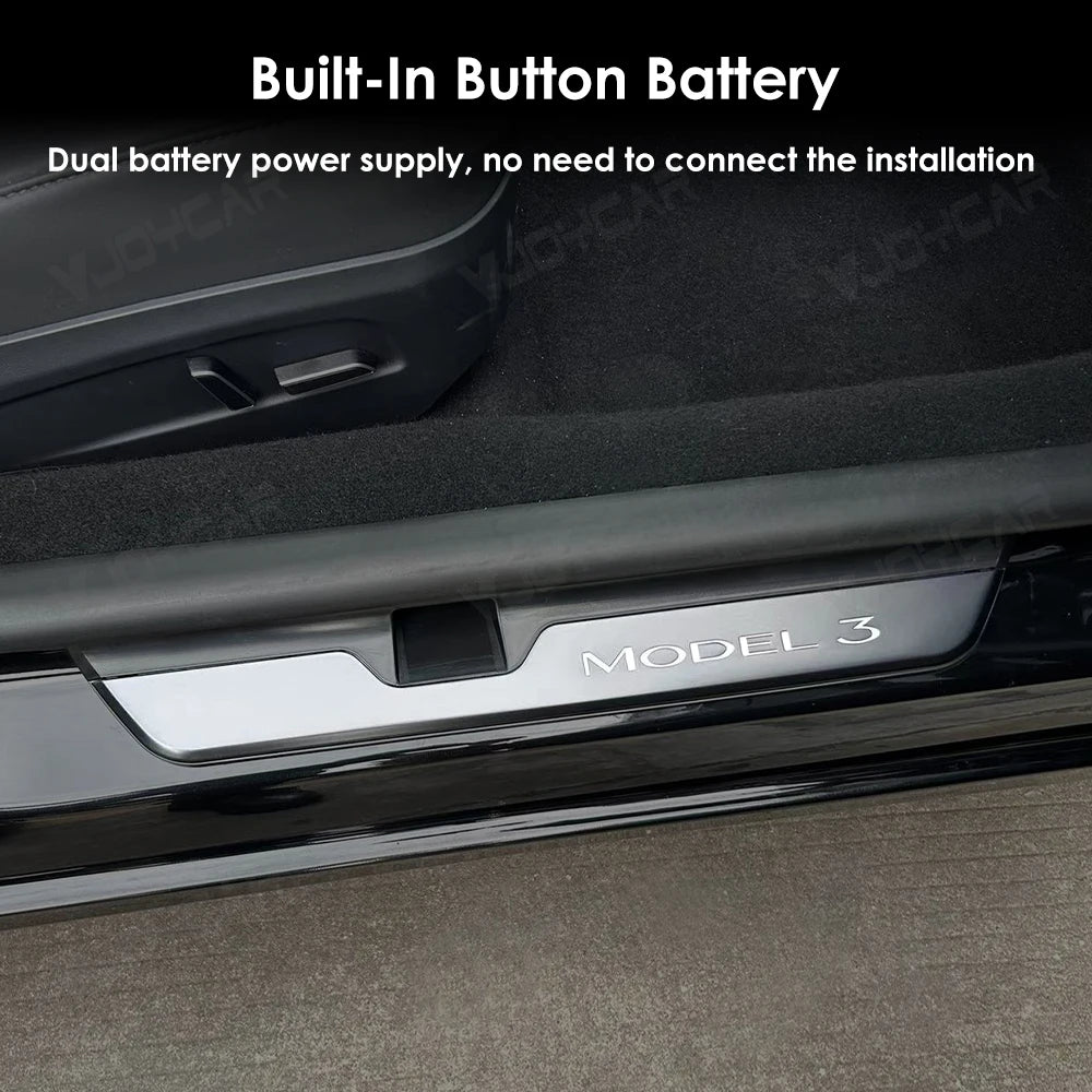 New Welcome Door Sill Protector for Model 3 Highland 4pcs Wireless LED Magnetic Illuminated Pedal Kits For Tesla Car Accessories