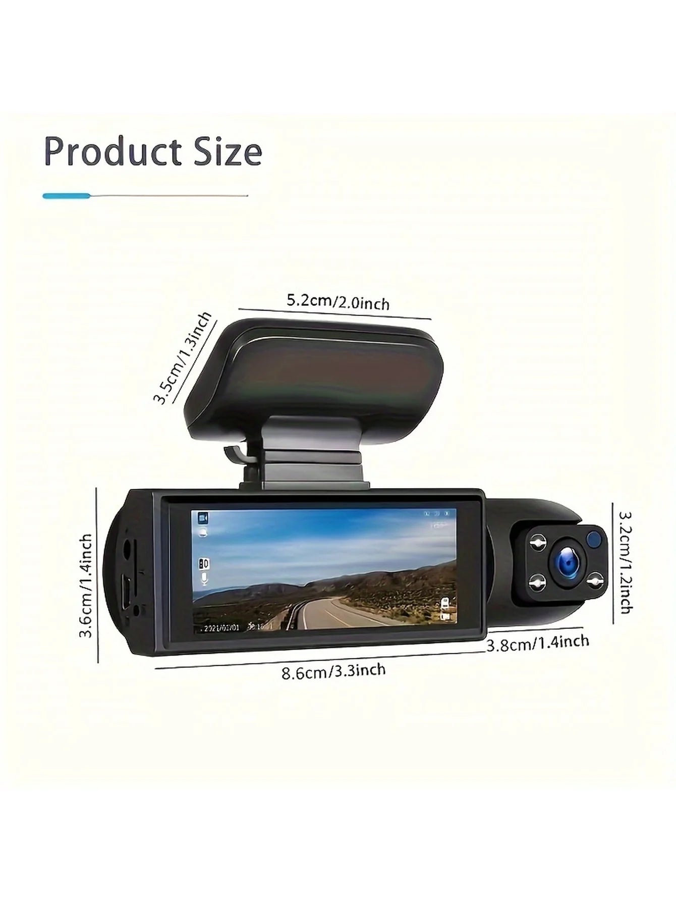 Dash Cam for Cars Dual Camera Front 1080P and Inside 720P with IR Night Vision, Loop Recording, and Wide Angle Lens