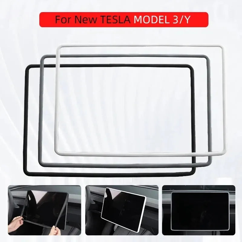 For Model 3 Y Highland 2024 Tesla Accessories Screen Protector Silicone Frame Display Edge Body Cover Central Control 2023 2022
