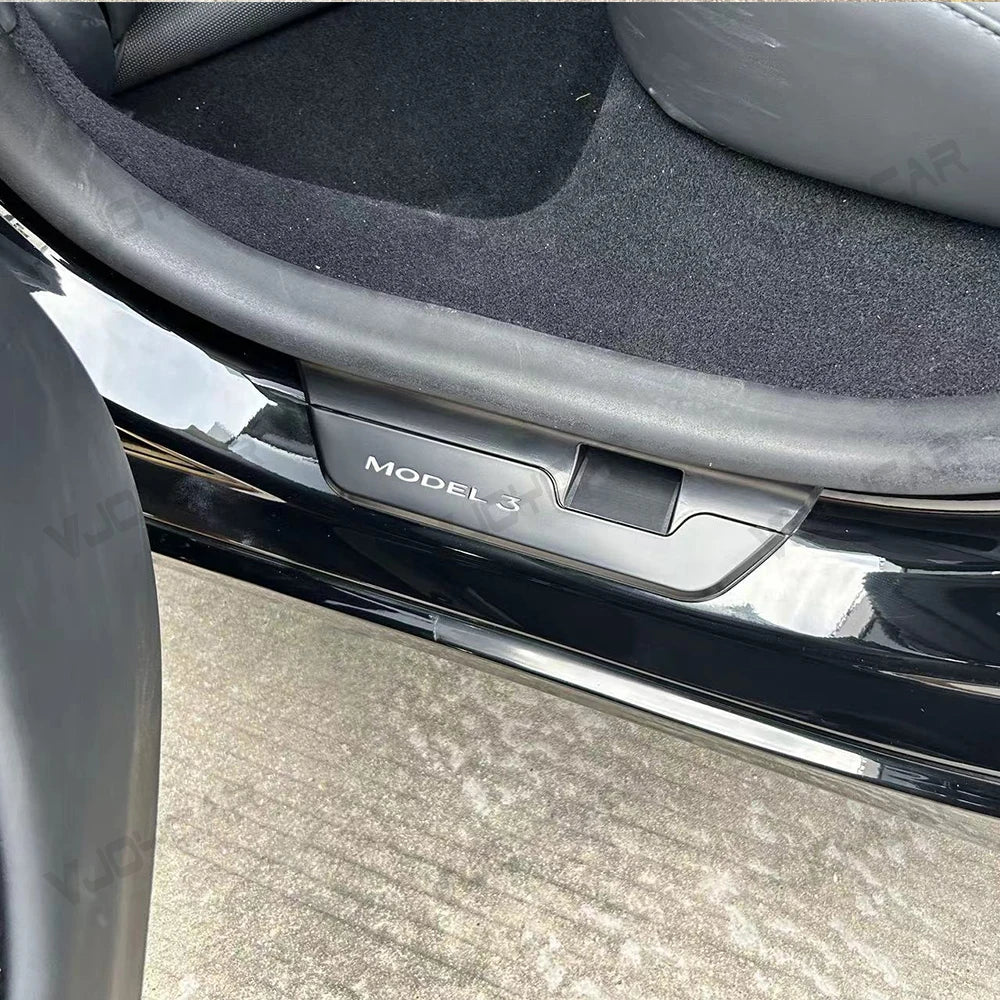 New Welcome Door Sill Protector for Model 3 Highland 4pcs Wireless LED Magnetic Illuminated Pedal Kits For Tesla Car Accessories