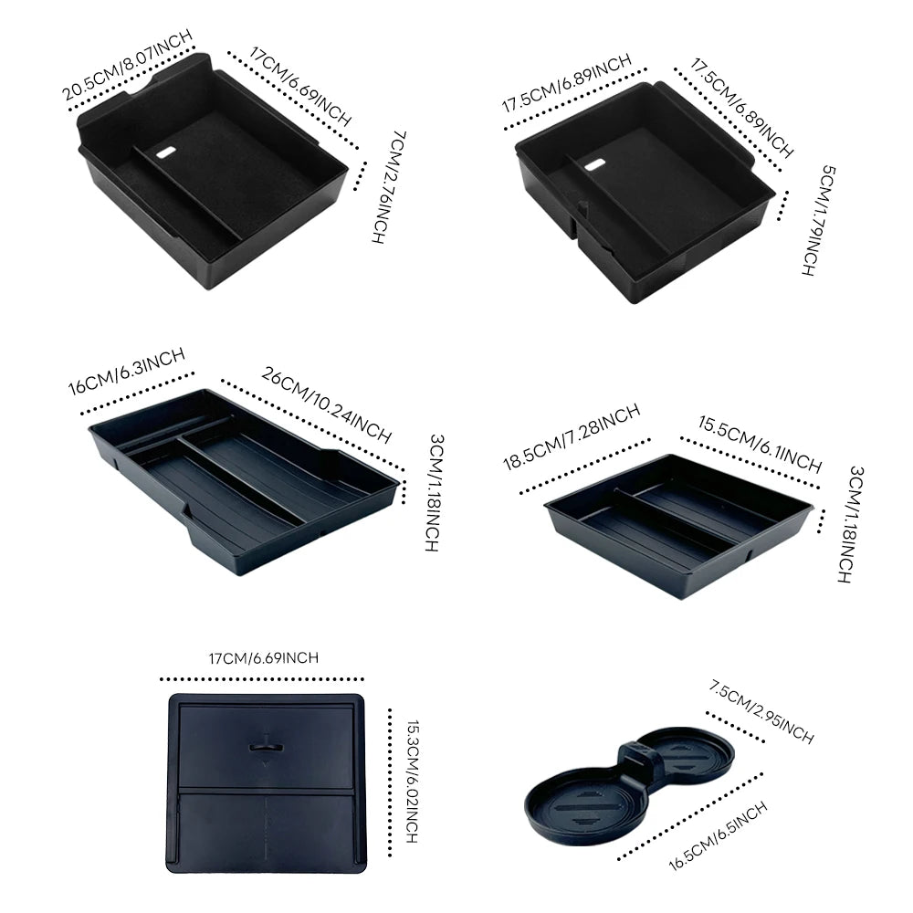 for Tesla Model 3 Highland 2024 Console Armrest Storage box Interior Organizer ABS Rubber Pad or Flocking