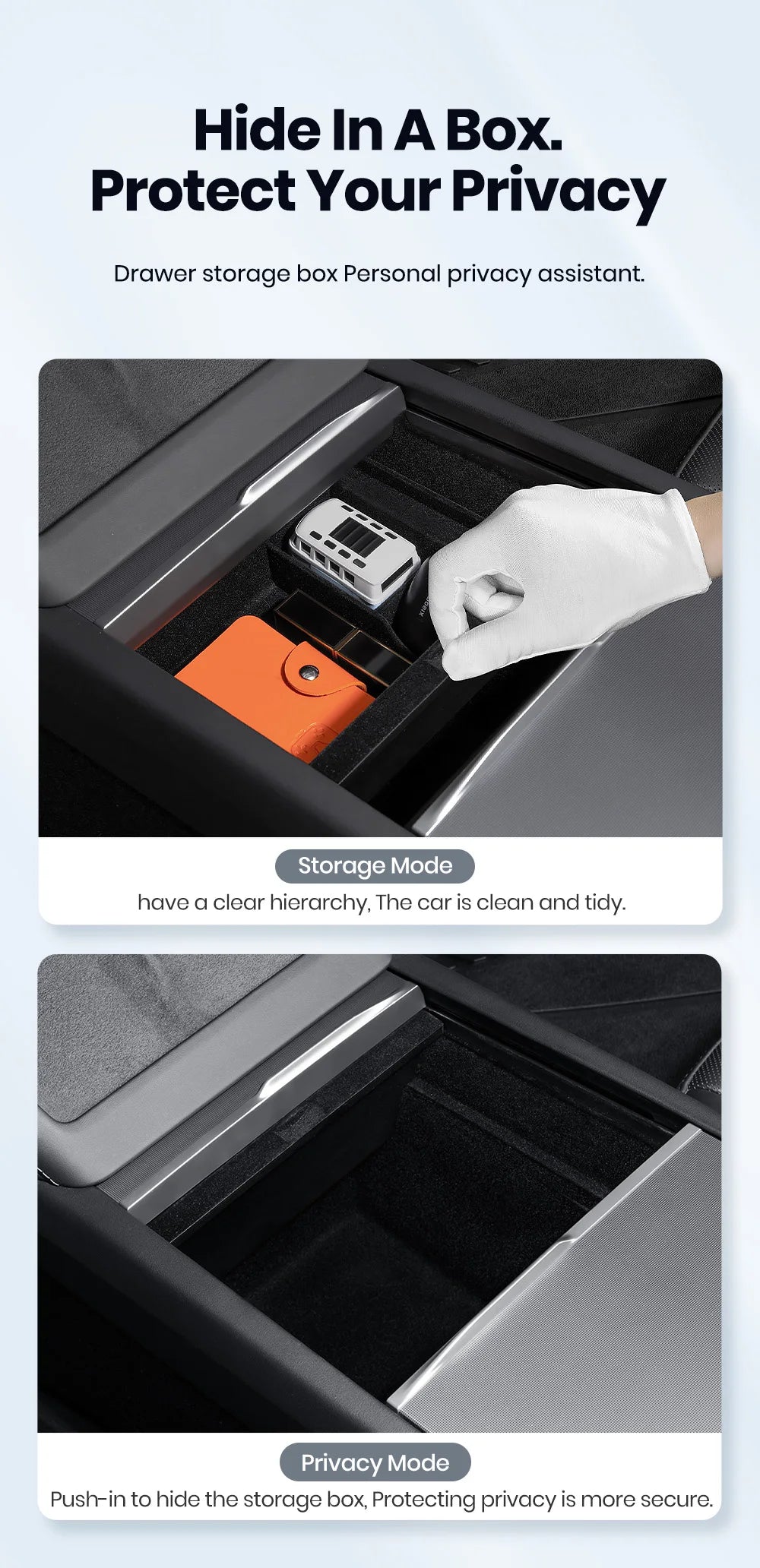 For Tesla Model 3 Highland 2025 Model Y 2021-2025 Center Armrest Hidden Storage Box Cup Holder Console Organizer Box Accessories