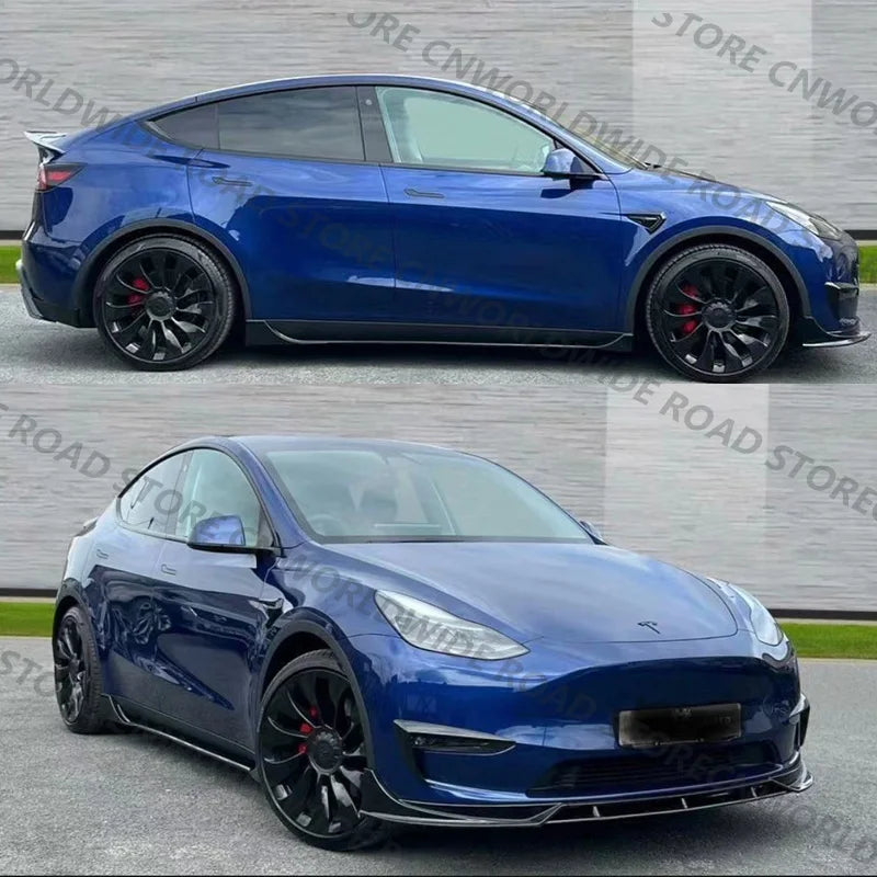 For Tesla Model 3 Y Highland 2017-2024 Side Skirts Body Kits Carbon Fiber Pattern Black ABS Fast Tunning For Tesla Accessories
