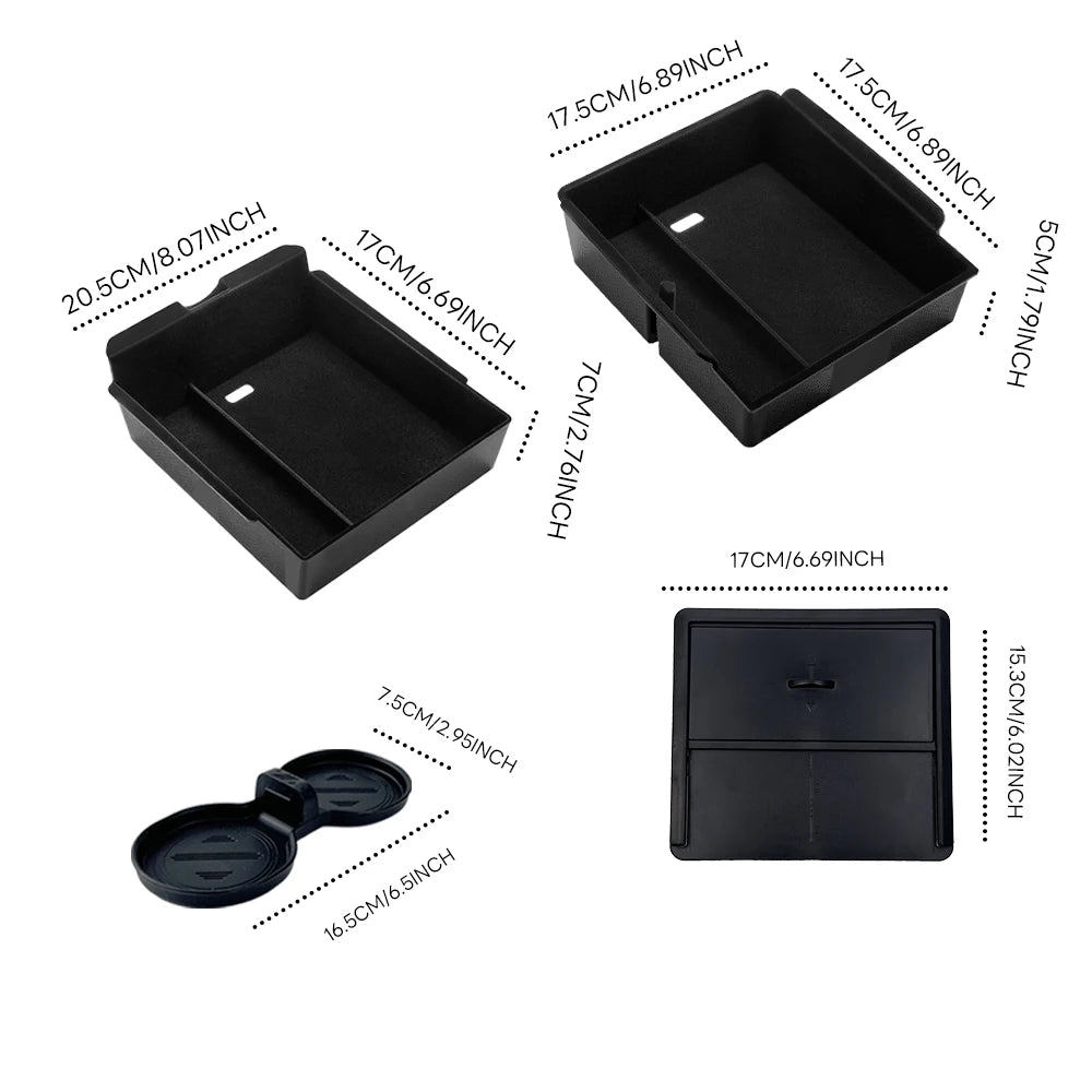 for Tesla Model 3 Highland 2024 Console Armrest Storage box Interior Organizer ABS Rubber Pad or Flocking