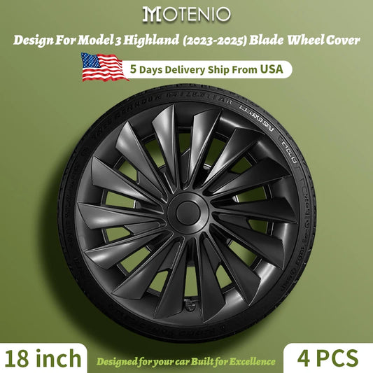 4PCS for Model 3 Highland 2023-2025 Wheel Cover 18 Inch Hubcap New Blade Style Wheel Cover Rim Hubcaps Car Protection for Tesla