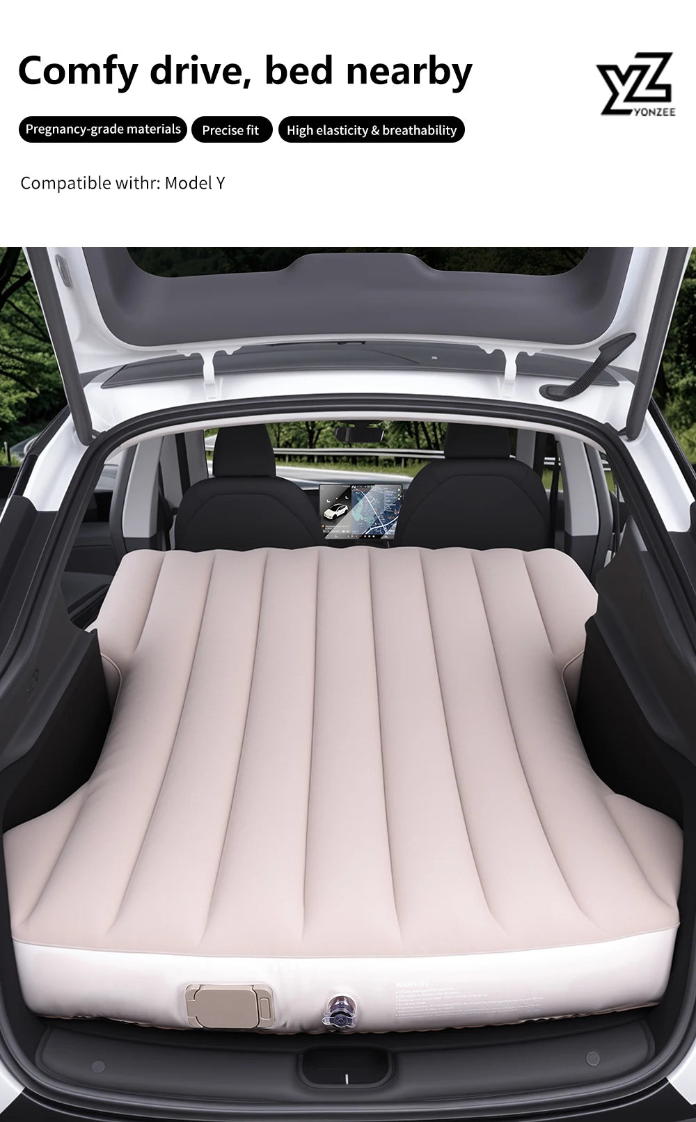 YZ For Tesla Model Y Juniper 2021-2025 Mattress  Automobile Self-Inflating Mattress Travel Mattress Inflatable Camping Mattress