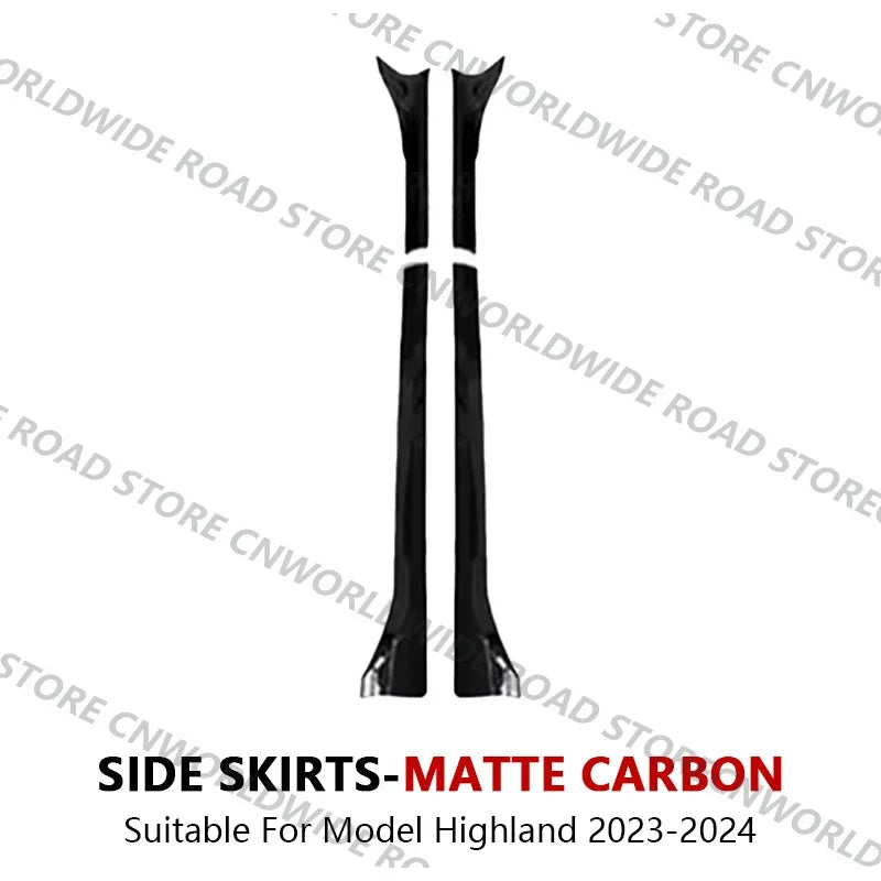 For Tesla Model 3 Y Highland 2017-2024 Side Skirts Body Kits Carbon Fiber Pattern Black ABS Fast Tunning For Tesla Accessories