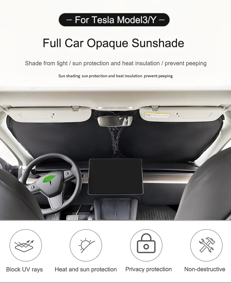 Car Sun Shade for Tesla Model 3 Y 2017-2025 Windshield Sunshade Cover Protector Front Side Window Privacy Blind Shading Kids