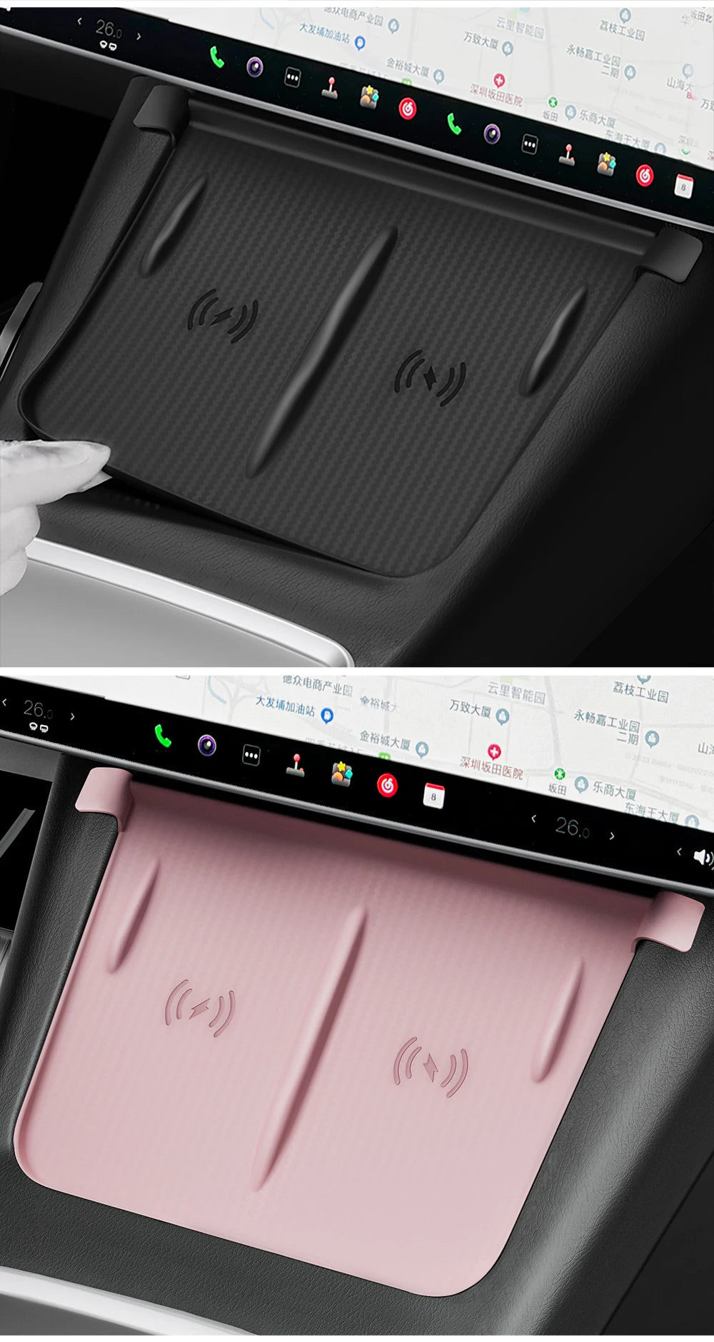 YZ For Tesla Model 3 Y Highland Juniper 2021-2025 Silicone Anti-skid Pad For Tesla Car Phone Wireless Charging Pad Accessories
