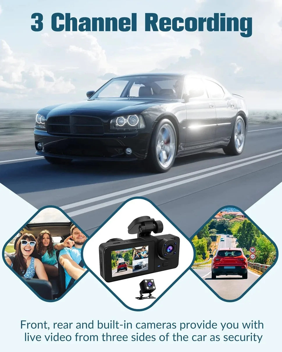 Dash Cam for Cars Camera HD 1080P Video Recorder Dashcam DVR Black Box Dual Lens DVR with Rear View Camera for Vehicle