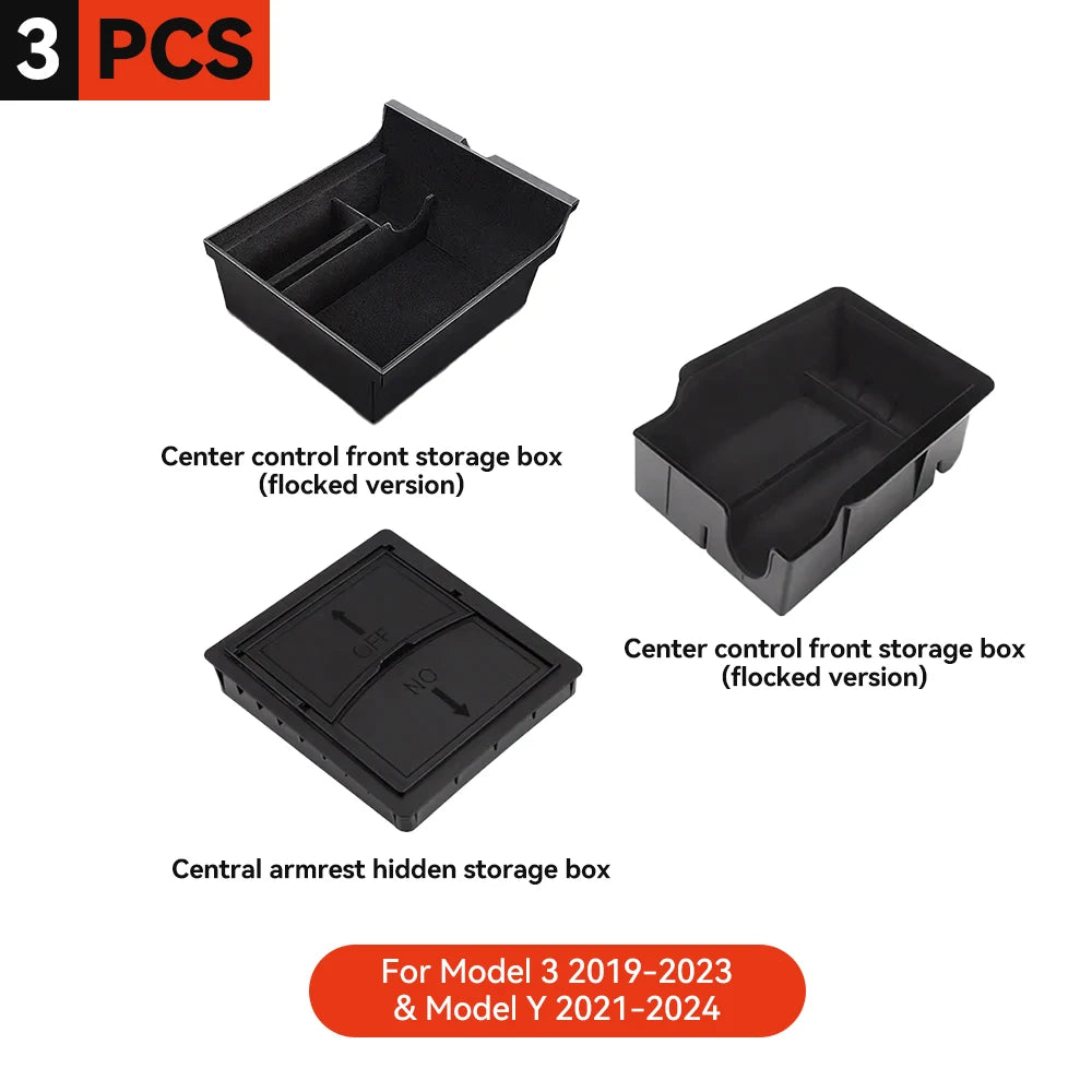 YZ For Tesla Model 3 Model Y 2021-2023  Center Console Organizer Car Tesla Car Armrest Hidden Storage Box Interior Accessories