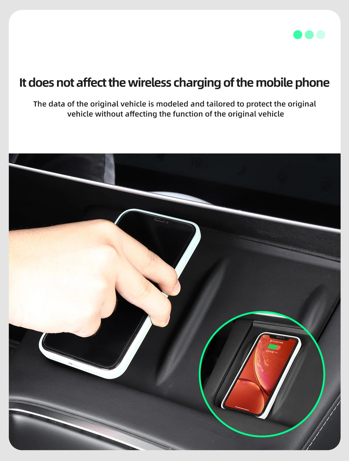 Wireless Charger Pad For Tesla Model 3 Y S X Highland 2024 2023 2022 Accessories Center Console Organizer Charging Station Mats