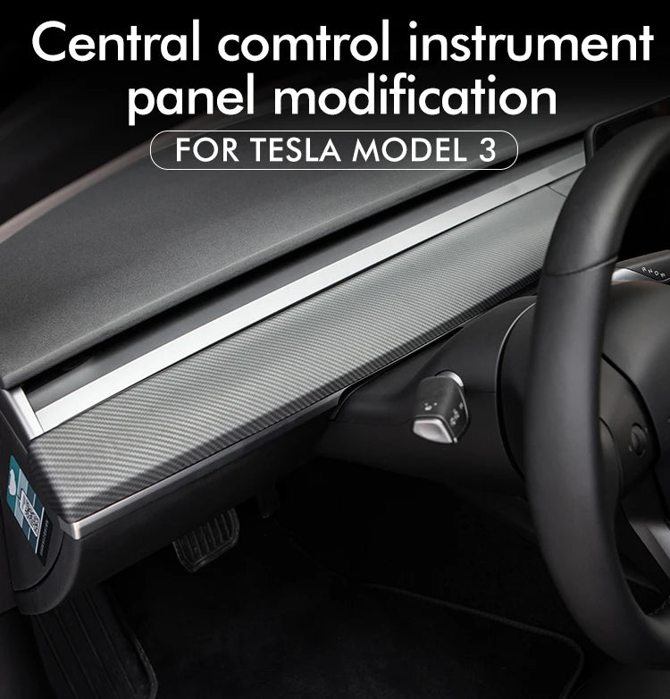 Heenvn For Tesla Model 3 2023 Carbon Fiber ABS Car Center Console Panel Trim Model Y 2022 Accessories Tesla Model 3 Dashboard