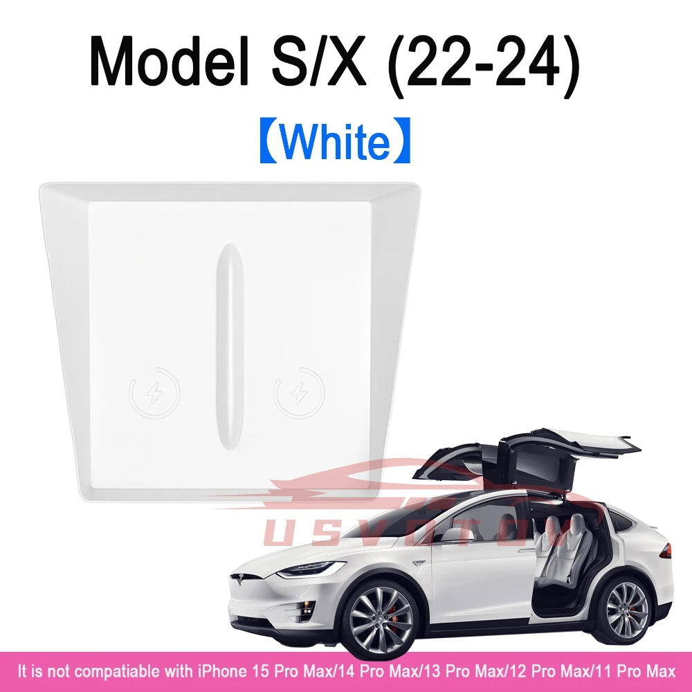 Wireless Charger Pad For Tesla Model 3 Y S X Highland 2024 2023 2022 Accessories Center Console Organizer Charging Station Mats