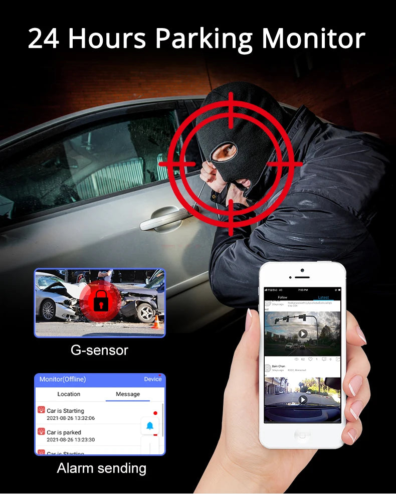 Dash Camera For Cars Rear And Front Dashcam WiFi With 4g Gps Adas Support 4g Remote Monitor Android 10 2+32g