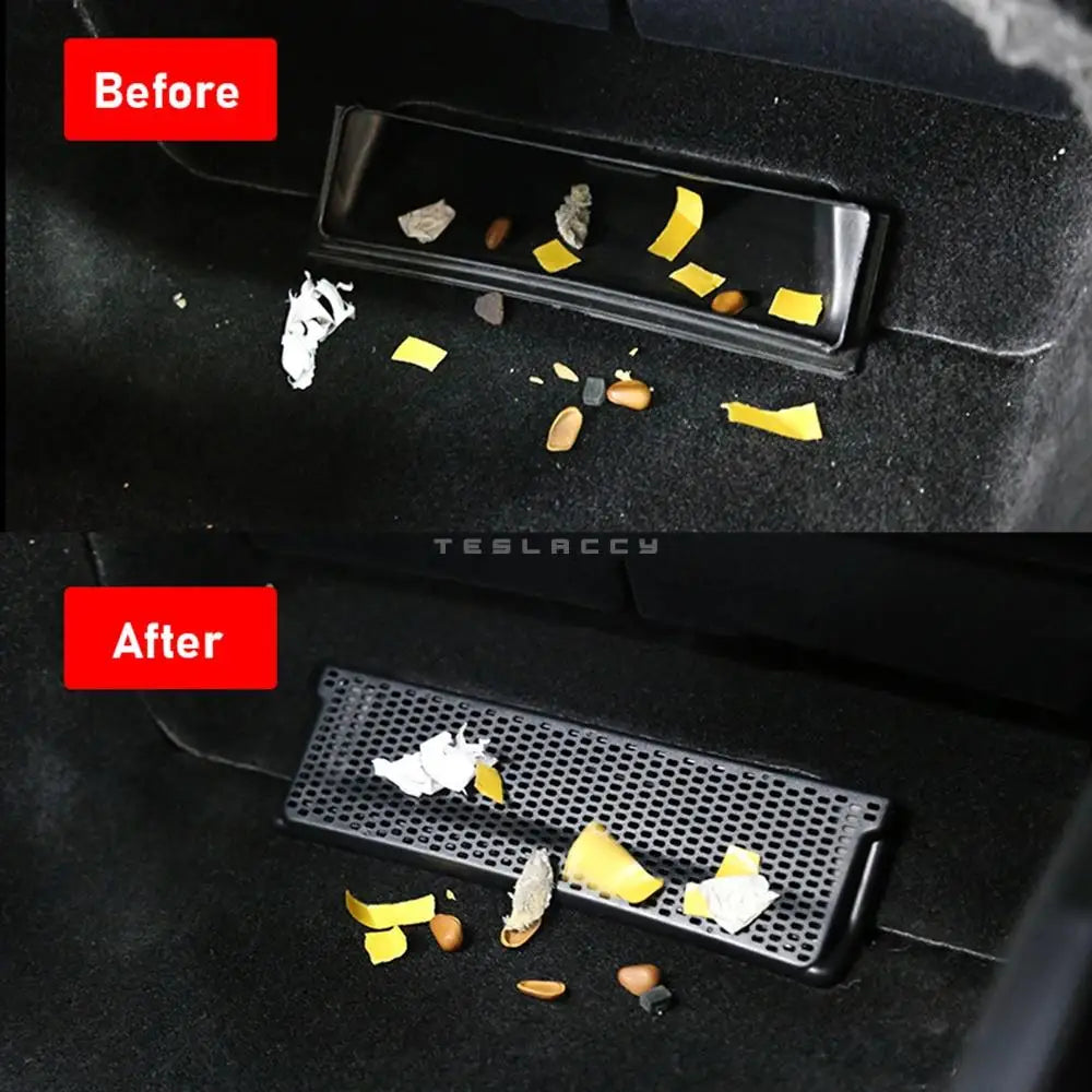 For Tesla Model Y 2020-2023 Car Air Conditioner Outlet Protection Cover Rear Air Vent Mask Under Seat Anti Dust Prevent 2pcs