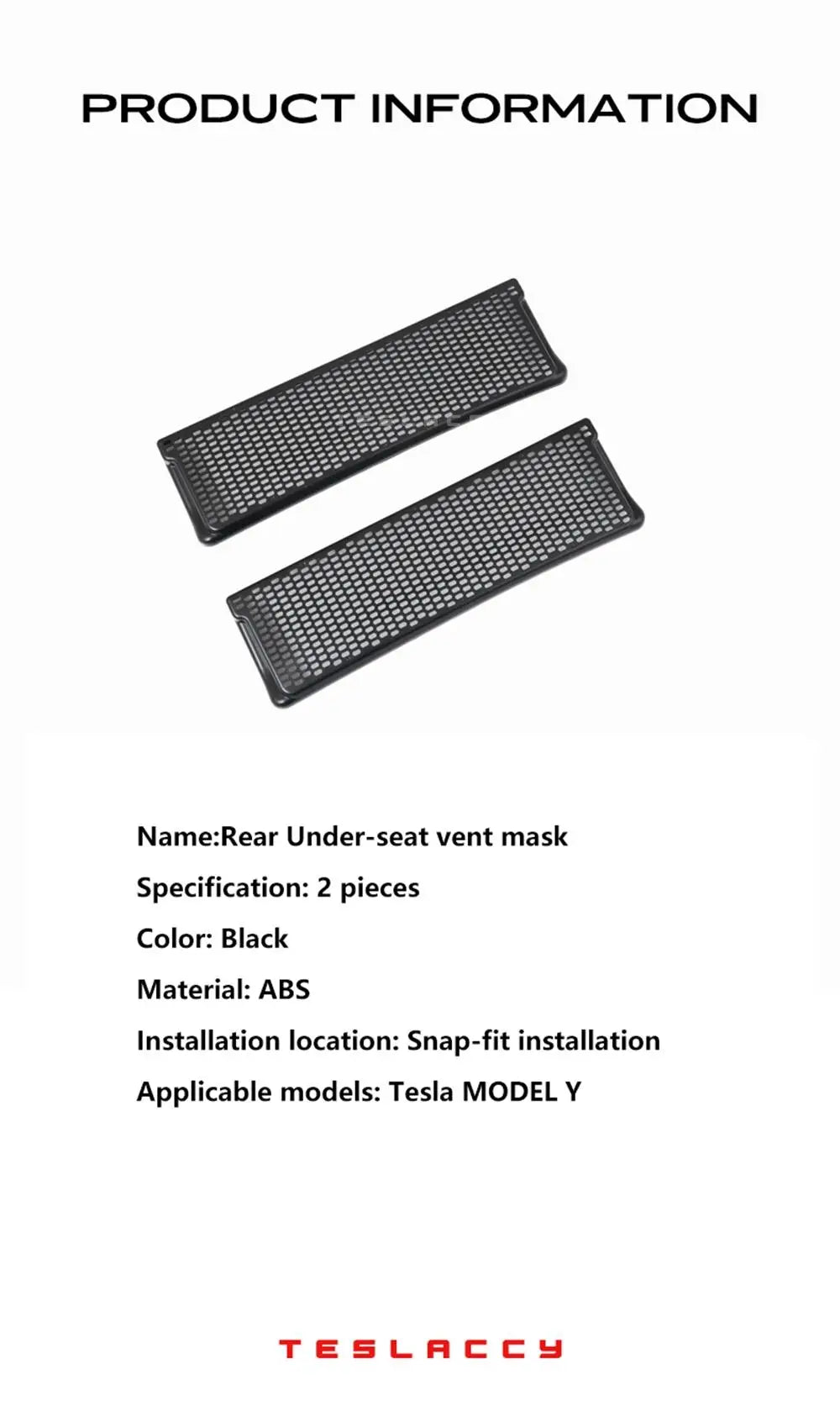 For Tesla Model Y 2020-2023 Car Air Conditioner Outlet Protection Cover Rear Air Vent Mask Under Seat Anti Dust Prevent 2pcs