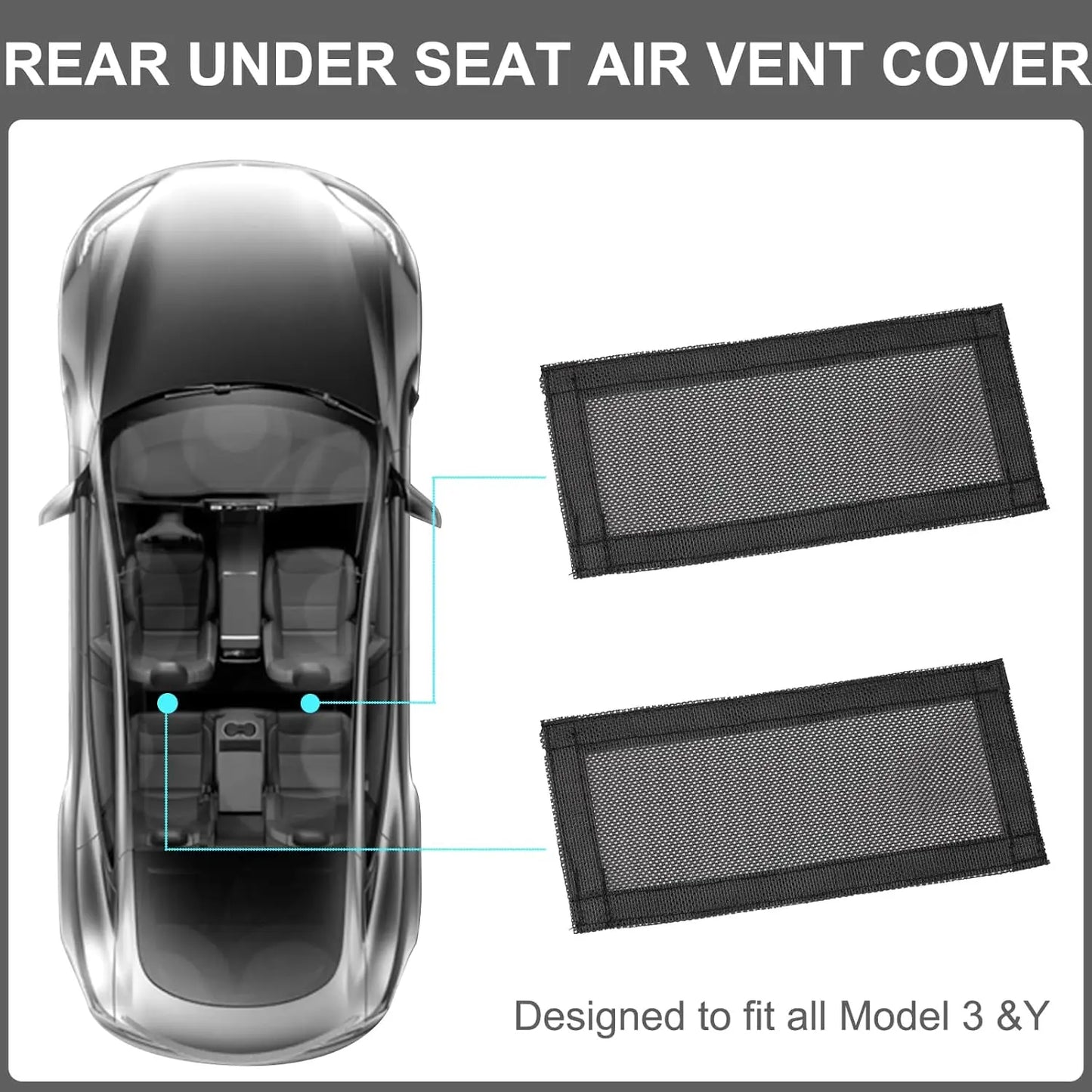 2 Pcs For Tesla Model Y 3 Highland 2024 Air Vents Cover Under Seat Outlet Protector Anti-blocking Dust Mesh Interior Accessories